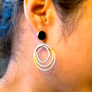 Circle black and gold earrings